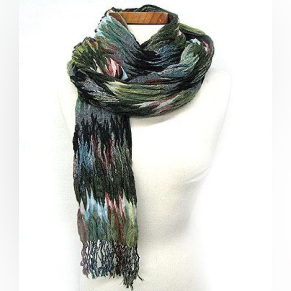 Green Medina Rainbow Fringe Lightweight Scarf Women’s